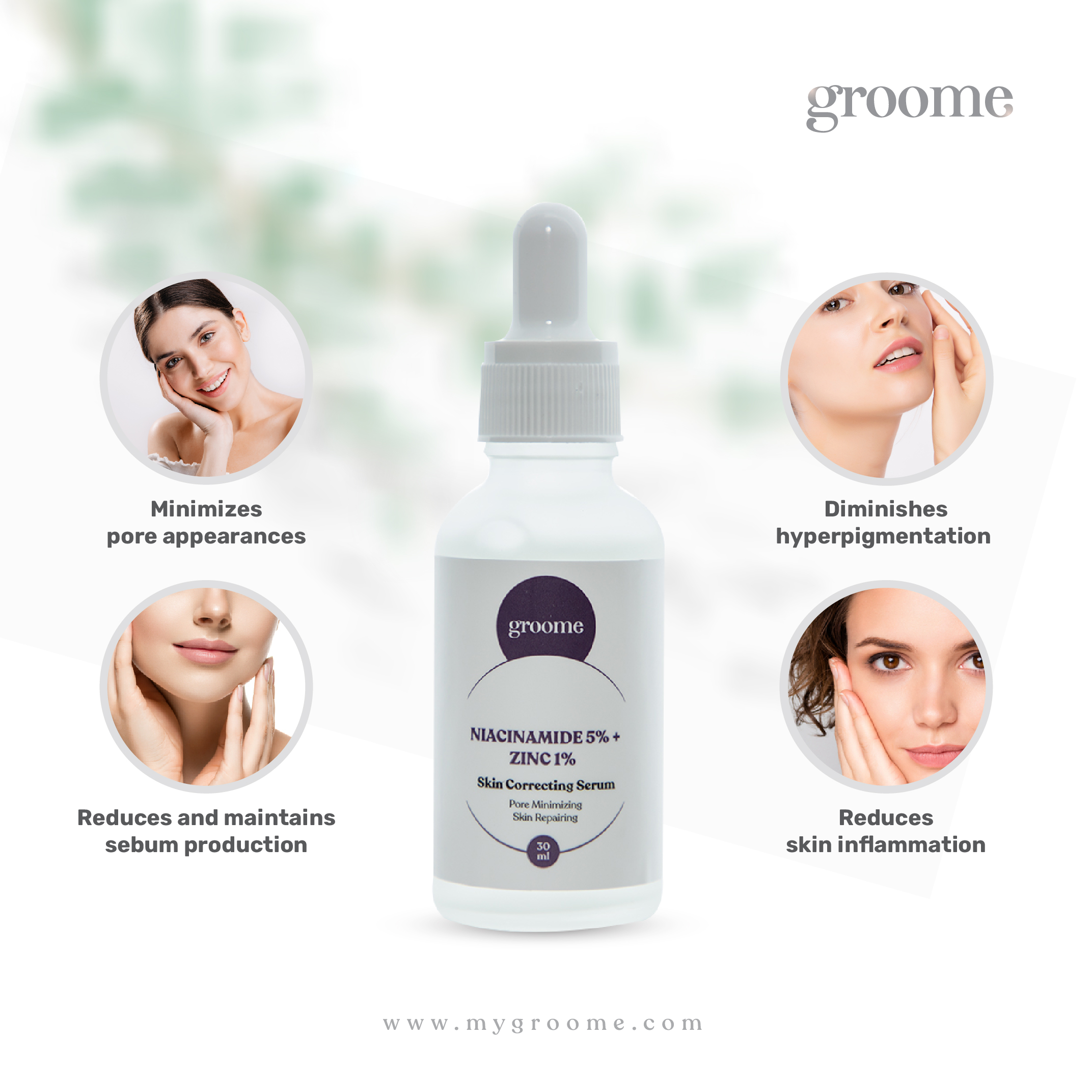 Groome Niacinamide 5% + Zinc 1% Skin Correcting Serum 30mL - Image 5