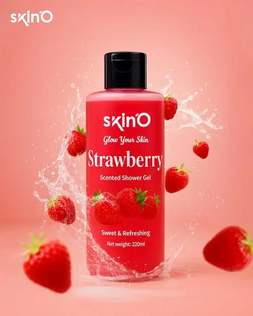 sKin`o Glow Your Skin Strawberry Scented Shower Gel 220mL - Image 3