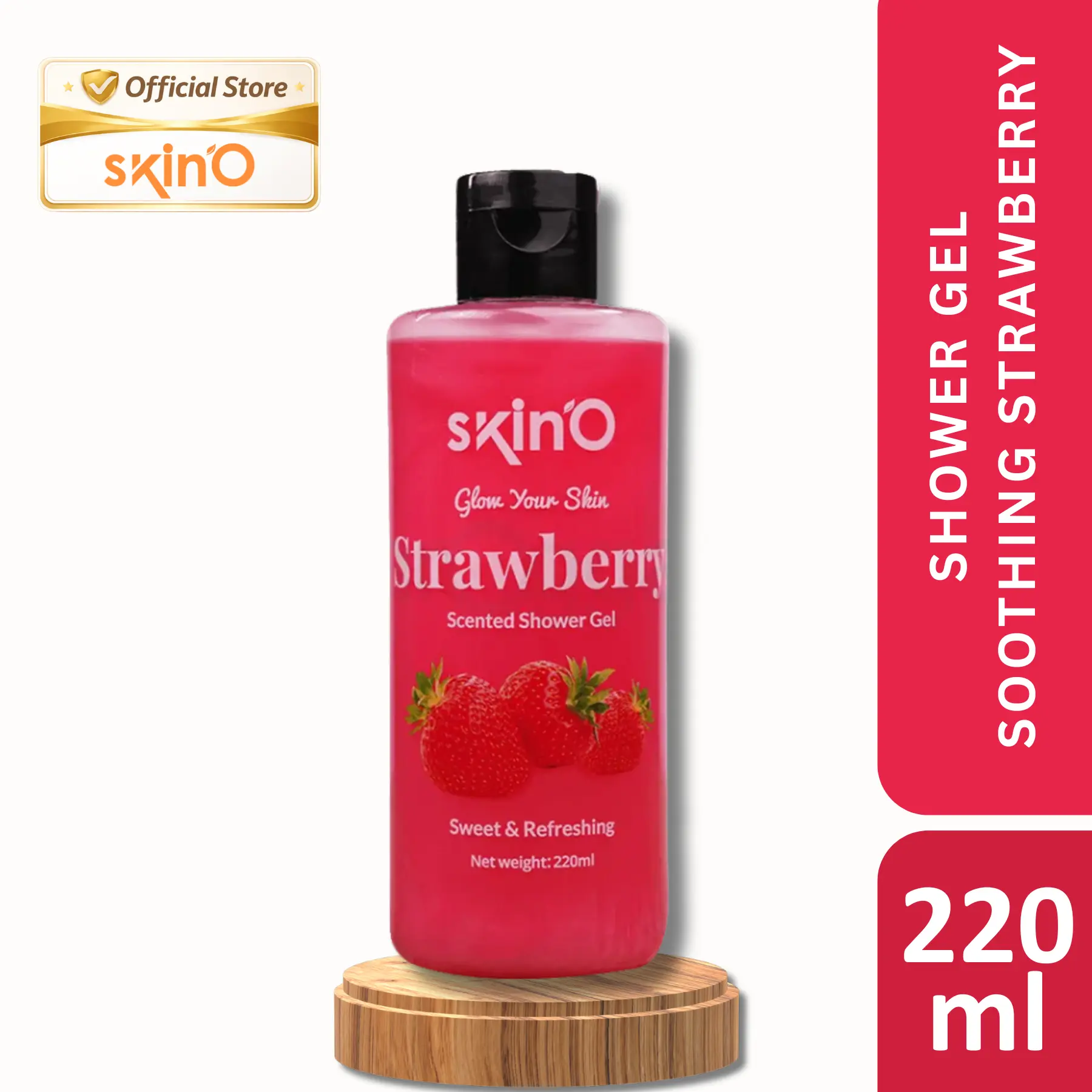 sKin`o Glow Your Skin Strawberry Scented Shower Gel 220mL