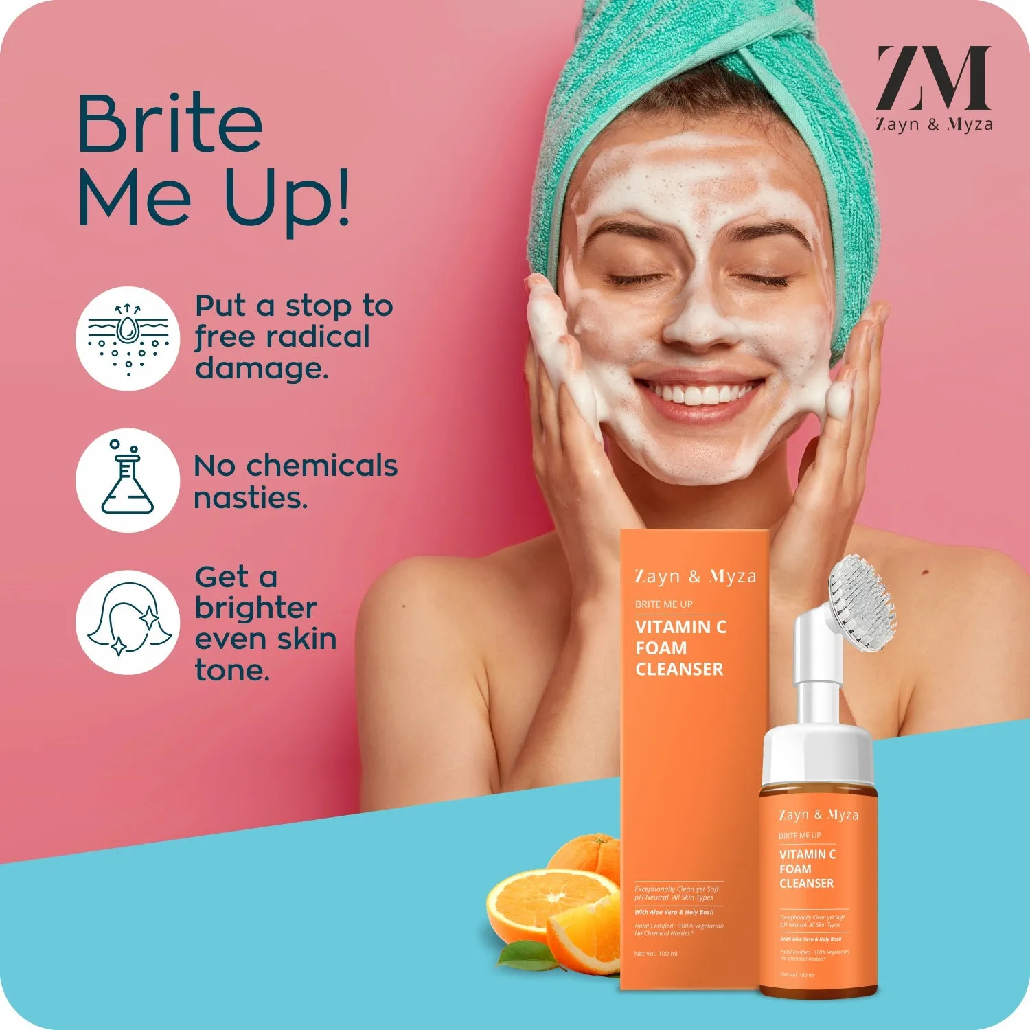ZM Brightening Vitamin C Foaming Face wash 100mL - Image 3