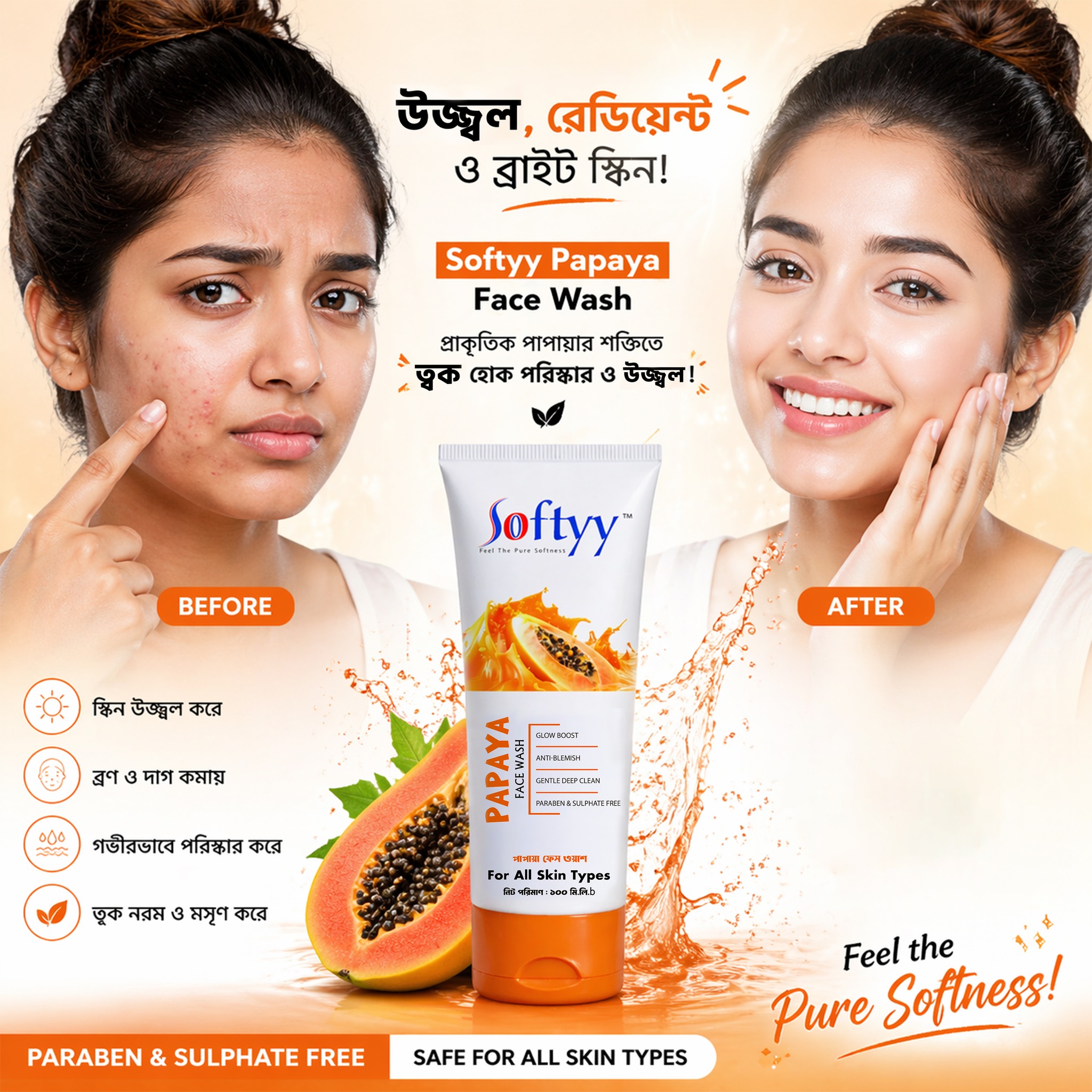 Softyy Papaya Face Wash 100mL - Image 5