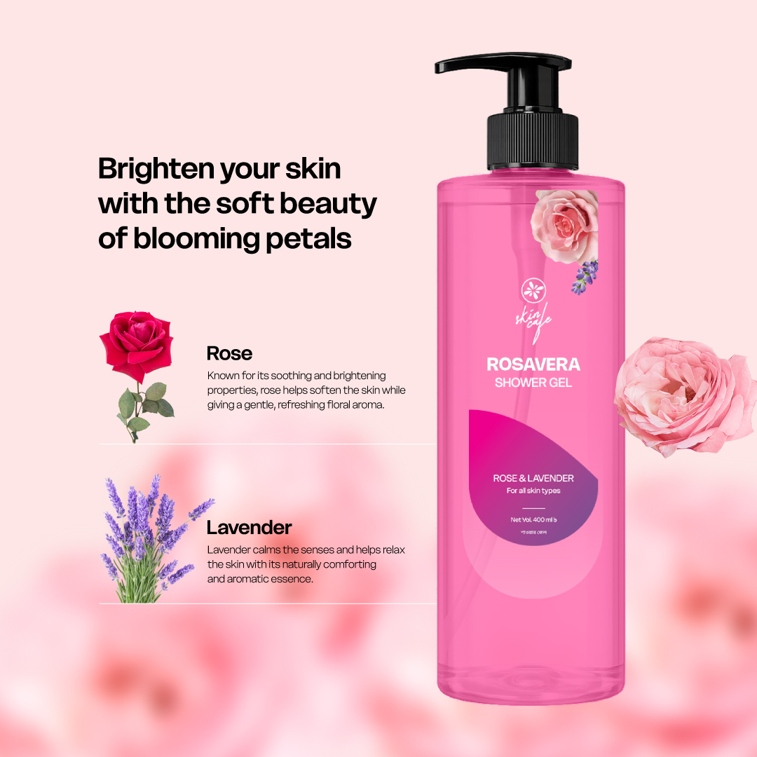 Skin Cafe Rosavera Rose & Lavender Shower Gel 400mL - Image 4